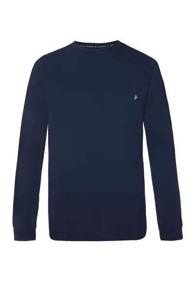 Bluza sport cu decolteu la baza gatului - Albastru marin - Bleumarin