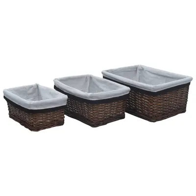 vidaXL Set de coșuri suprapuse, 3 piese, maro, salcie