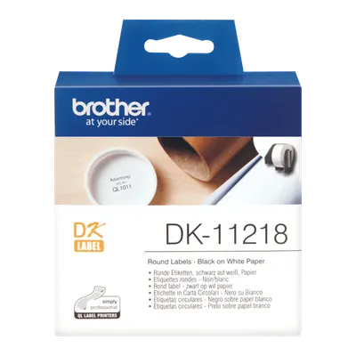 Banda de etichete rotunde Brother DK11218, 24mm diametru, rola 1000 etichete pentru imprimanta sau aparat etichetare brother