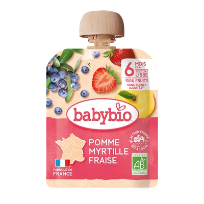 Piure de mere, afine si capsuni Bio, 90g, BabyBio