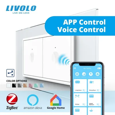 Intrerupator tactil simplu cap scara / cruce Zigbee + Intrerupator tactil simplu cap scara / cruce Zigbee, 4M, cu rama sticla Alb