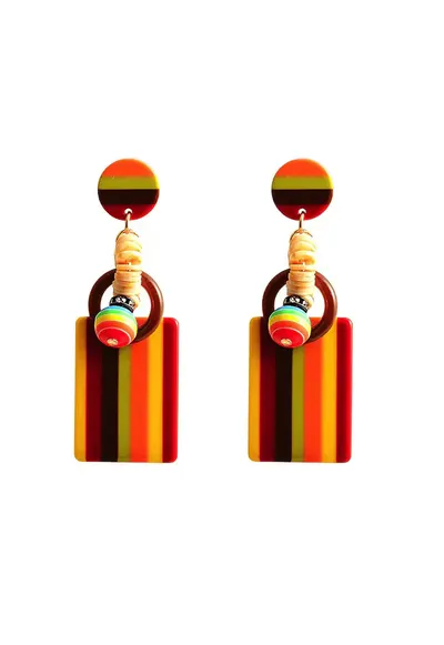 Cercei dreptunghiulari - multicolori - Wendy C2