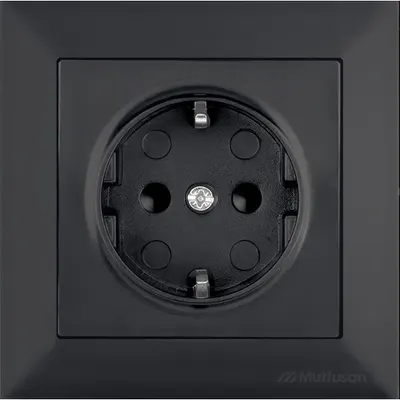 Priza simpla CP Mutlusan Candela 2125 605 0284, Protectie Copii, 1P, 10A, 250V, IP20, Negru Catifea