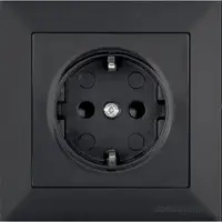 Priza simpla CP Mutlusan Candela 2125 605 0284, Protectie Copii, 1P, 10A, 250V, IP20, Negru Catifea