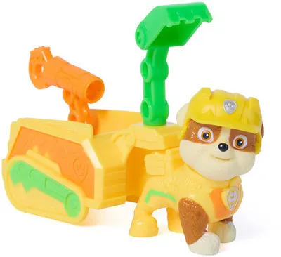 Set de joacă Spin Master Paw Patrol - The Dino Movie, remorcă cu unelte și Rubble
