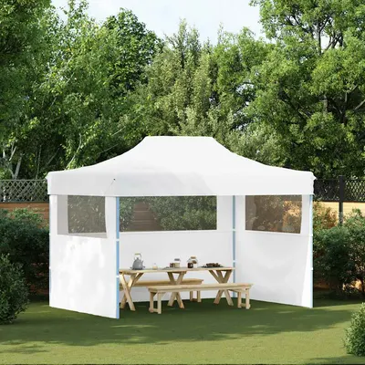 vidaXL Cort de petrecere pliabil cu 3 pereți laterali, alb, 280x410x315 cm, oțel