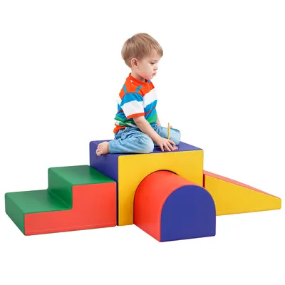 HOMCOM Modul motricitate bebeluși 4 buc. parcurs motricitate bebeluși din spumă EPE pentru copii preșcolari, multicolor | Aosom Romania