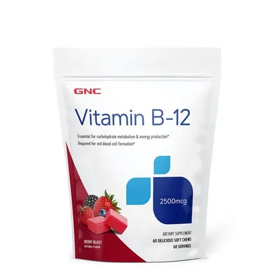 Vitamina B-12 cu aroma de fructe de padure 2500 mcg, GNC | 60 caramele