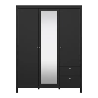 Șifonier negru cu oglindă 150x199x58 cm Madrid – Tvilum