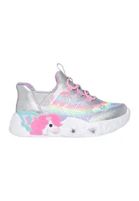 Pantofi sport slip-ins Unicorn Charmer cu aspect stralucitor si lumini - Roz deschis/Argintiu