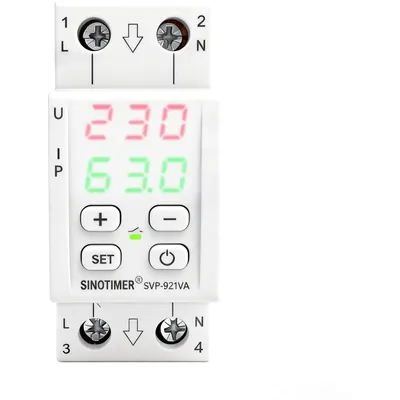Protector tensiune monofazic, pe sina DIN SINOTIMER SVP-921VA, 230V, 63A SVP921VA-63A