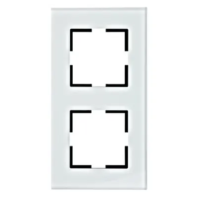 Ramă decorativă din sticlă pentru 2 aparate, alb