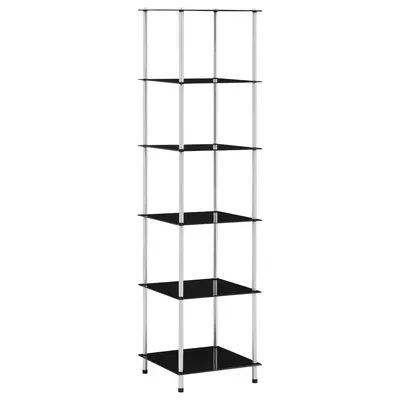 vidaXL Raft cu 6 niveluri, negru, 40 x 40 x 160 cm, sticlă securizată