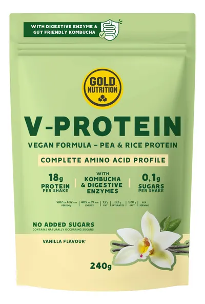 Pudra proteica vegetala, GoldNutrition, V Protein Vanilie, 240 g