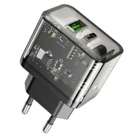 Incarcator Retea HOCO N34, 20W, 3A, 1 x USB-A - 1 x USB-C, Transparent
