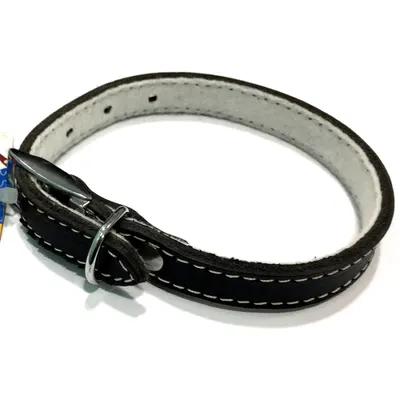 Zgarda din piele, neagra, rezistenta, 15 mm x 400 mm