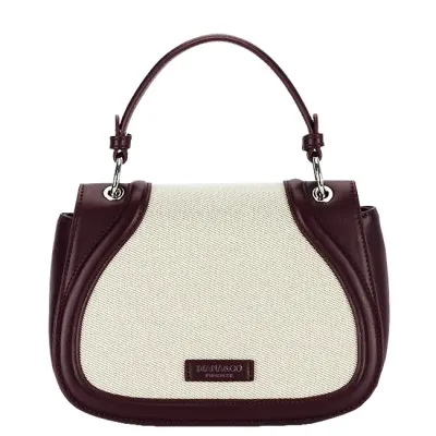 Geanta eleganta bordo cu insertie textila bej DHJ943-2 17