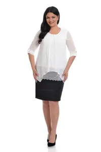 Bluza voal si dantela DV22BL37 alb, Dress to Impress | marimea 38