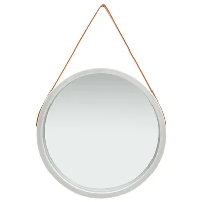 vidaXL Oglindă de perete cu o curea, 60 cm, argintiu