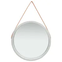 vidaXL Oglindă de perete cu o curea, 60 cm, argintiu