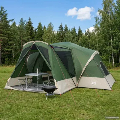 vidaXL Cort Cabină cu pânză impermeabilă 10 persoană Verde