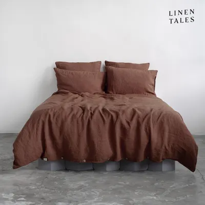 Lenjerie de pat maro închis din in pentru pat de o persoană 140x200 cm Chocolate – Linen Tales
