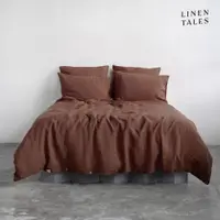 Lenjerie de pat maro închis din in pentru pat de o persoană 140x200 cm Chocolate – Linen Tales