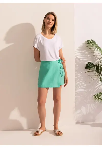 Fusta Pantalon Pure Linen - Turcoaz