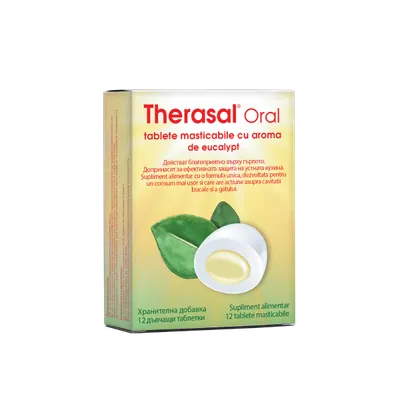 Therasal Oral cu aroma de eucalipt, 12 tablete masticabile, Vedra