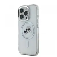 Husa MagSafe pentru Apple iPhone 16 Pro, Karl Lagerfeld, IML Metal Karl & Choupette's Heads, Alba