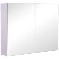 HOMCOM Dulapior de Baie cu Oglinda si 3 Rafturi din MDF Violet 80 x 60 x 15cm | Aosom Romania