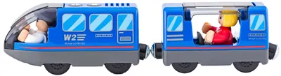 Set de joacă Woodyland - Locomotiva si vagonul, 4 piese