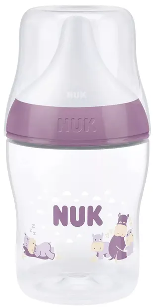 Biberon cu tetină din silicon NUK Perfect Match - 150 ml, mărimea S, 0 luni+, hipo, roz