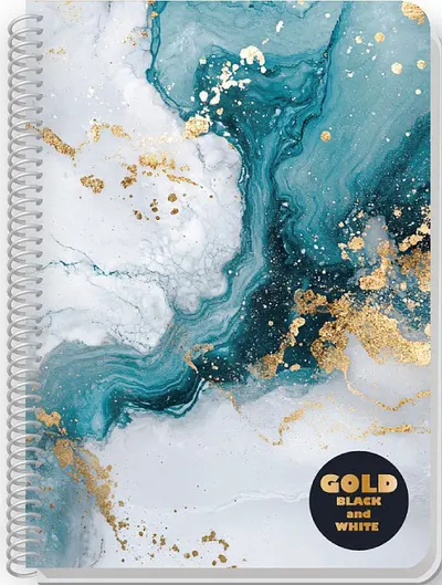 Caiet Black&White Gold - A4, 80 foi, rânduri largi, sortiment
