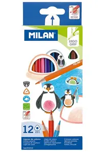 Set creioane colorate Milan - Triunghiulare, 12 culori
