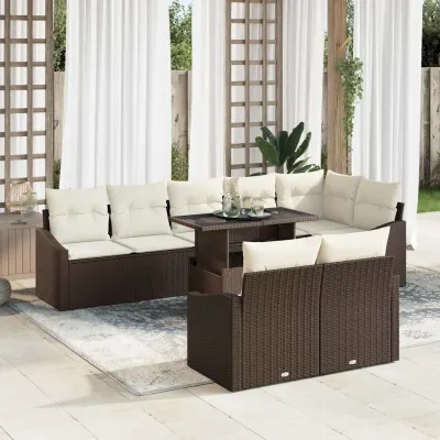 vidaXL Set de canapele pentru grădină 9 buc. Maro și Crem