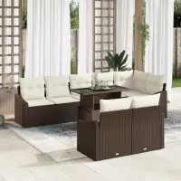 vidaXL Set de canapele pentru grădină 9 buc. Maro și Crem
