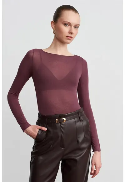 Bluza dama - bluza tricotata - maneca lunga - mov - elastic