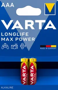 Baterii alcaline VARTA - Longlife Max Power, AAA, 2 buc.