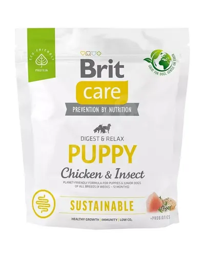 BRIT Care Sustainable Puppy 1 kg Hrana pentru catei, cu pui si insecte