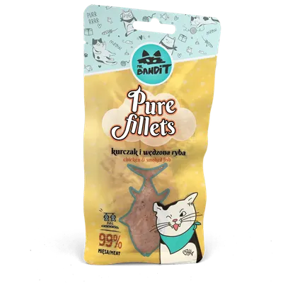 Recompense pentru pisici Mr. Bandit CAT Pure Fillets, pui si peste afumat, 30 g