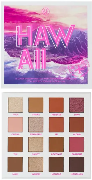BH Cosmetics Paletă de farduri de pleoape Hanging in Hawaii, 16 culori