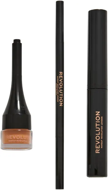Makeup Revolution Trusă pentru sprâncene Builder Kit, Medium Brown, 3 buc