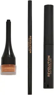 Makeup Revolution Trusă pentru sprâncene Builder Kit, Medium Brown, 3 buc