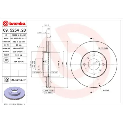 Disc frana BREMBO 09.5254.21