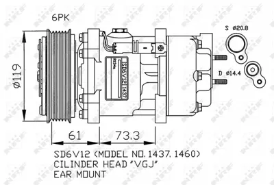Compresor aer conditionat AC potrivit CITROEN C4 I; PEUGEOT 206, 307 2.0 2.0D 12.99-12.09