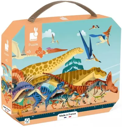 Puzzle panoramic pentru copii Janod din 100 de piese - Dinozauri