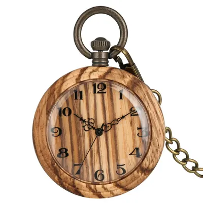 Ceas de buzunar Gorben P983 Maro-Lemn - Quartz, Afișaj cu Cifre Arabe, Cu Lant Vintage Retro