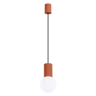Lustră portocalie cu abajur din sticlă ø 12 cm Orbital – Sollux