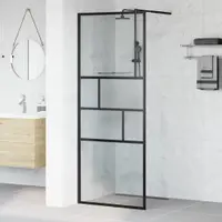 vidaXL Zid de duș walk-in Negru 80 x 195 x 0,5 cm Sticlă și Aluminiu